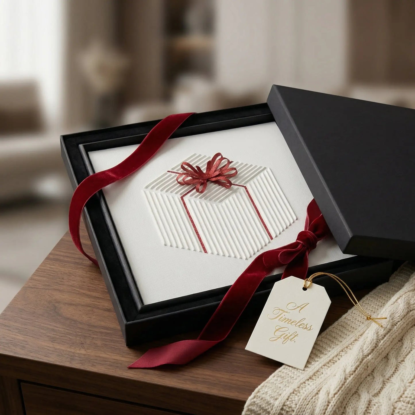 H10018 Minimal 3D Gift Box Design Texture Wall Art - Hussainor.com