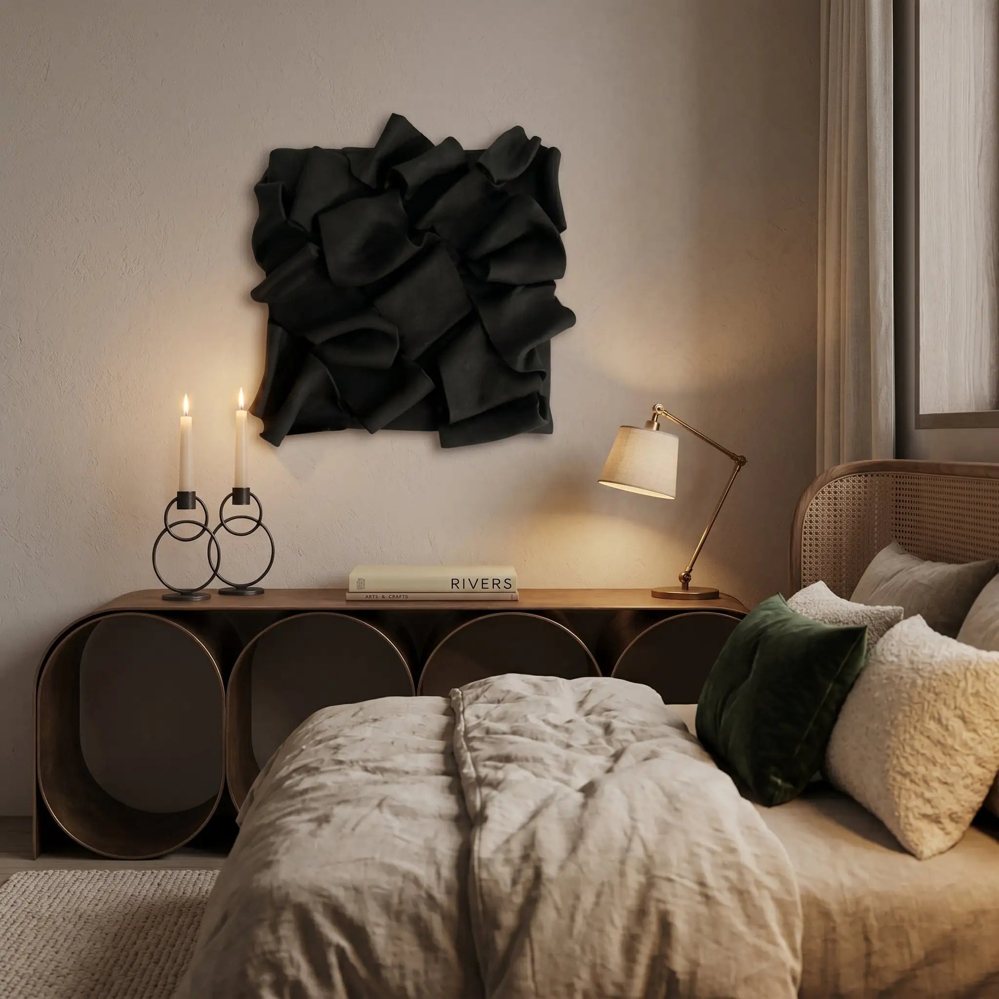 H10027  Fold Panel 3D Sculptural  Wall Art - Hussainor.com