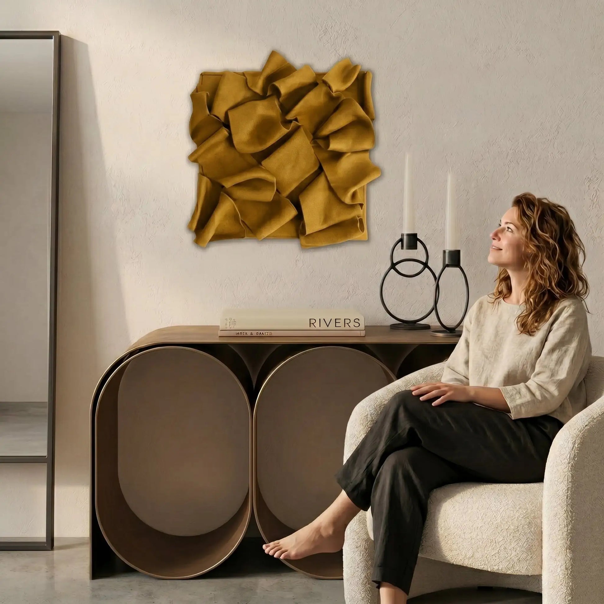 H10027  Fold Panel 3D Sculptural  Wall Art - Hussainor.com