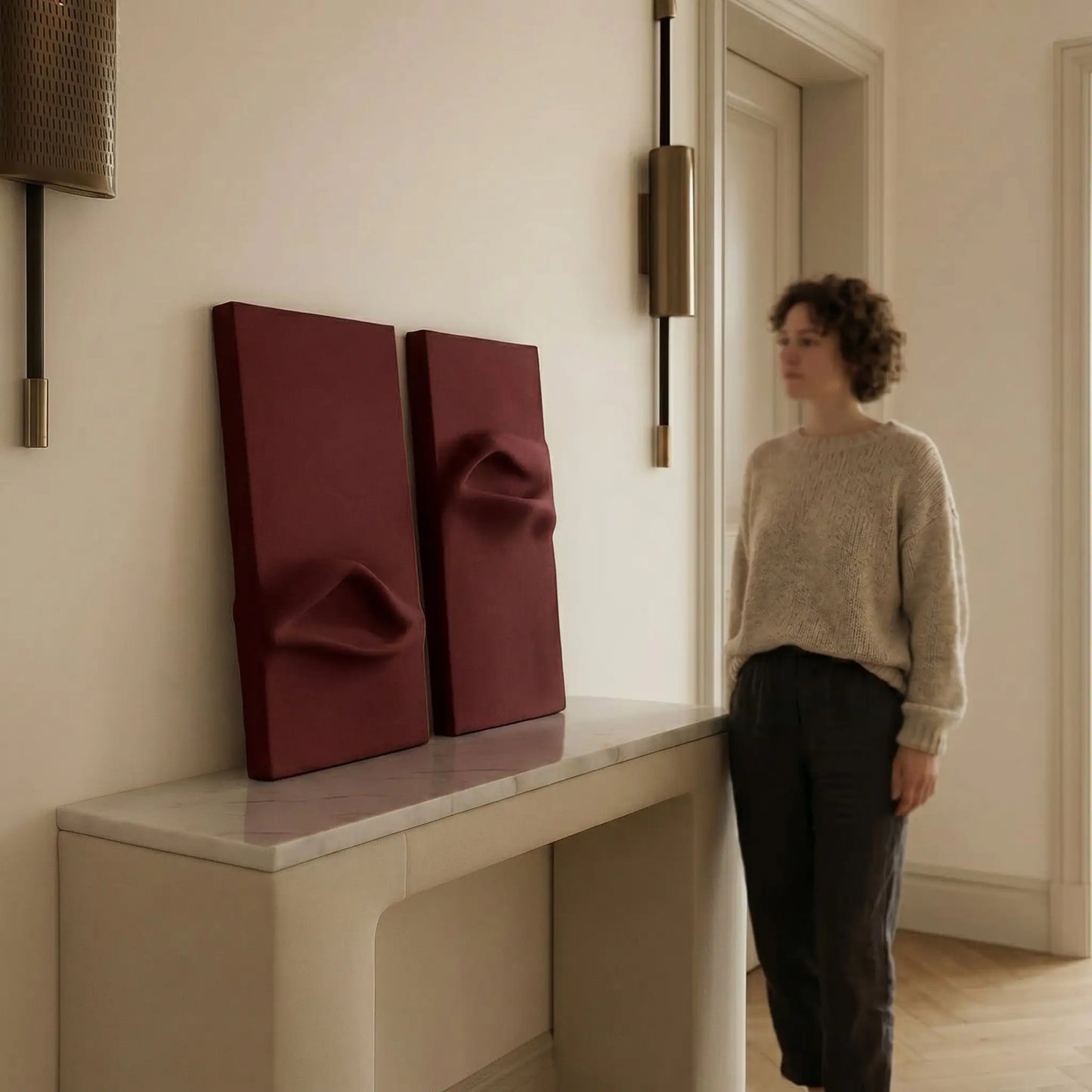 H10031  Soft Sculpt Duo Abstract Wall Decor - Hussainor.com