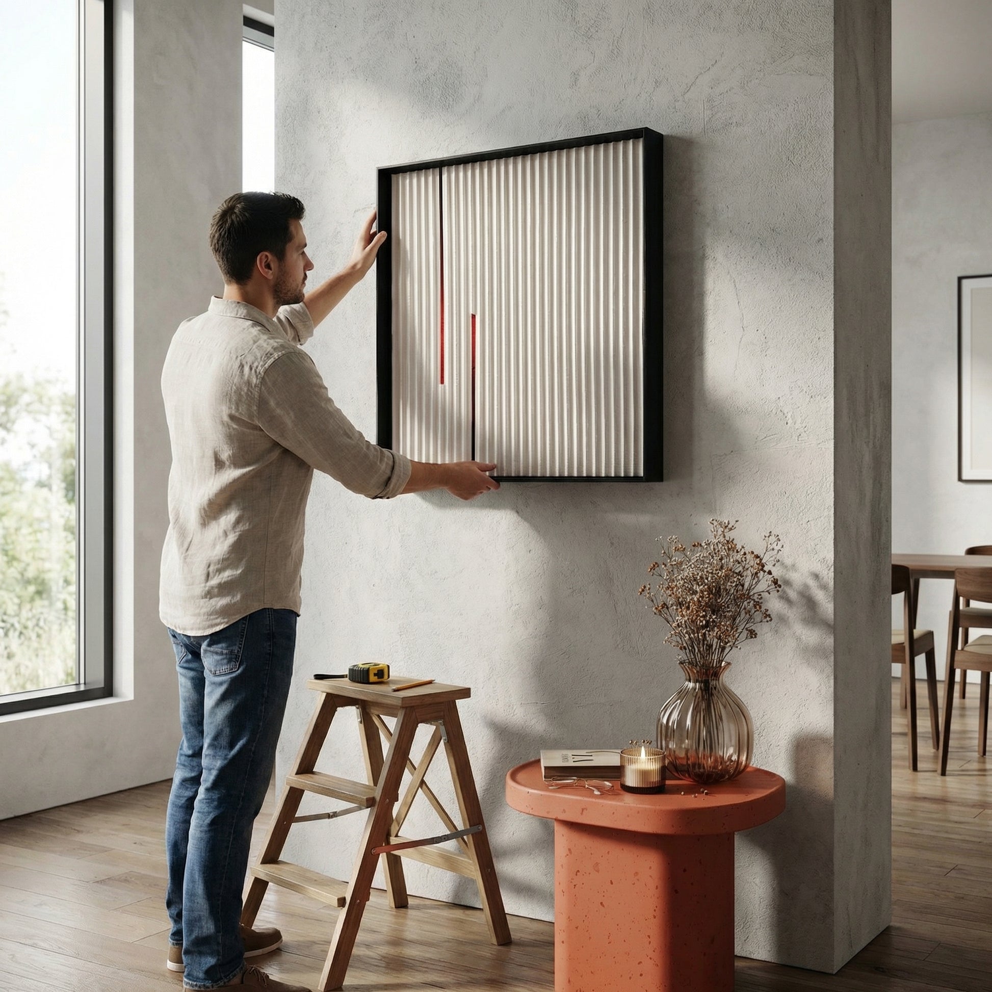 H10013  Vertical Line Texture Wall Art - Hussainor.com