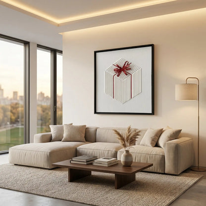 H10018  Minimal 3D Gift Box Design Texture Wall Art - Hussainor.com