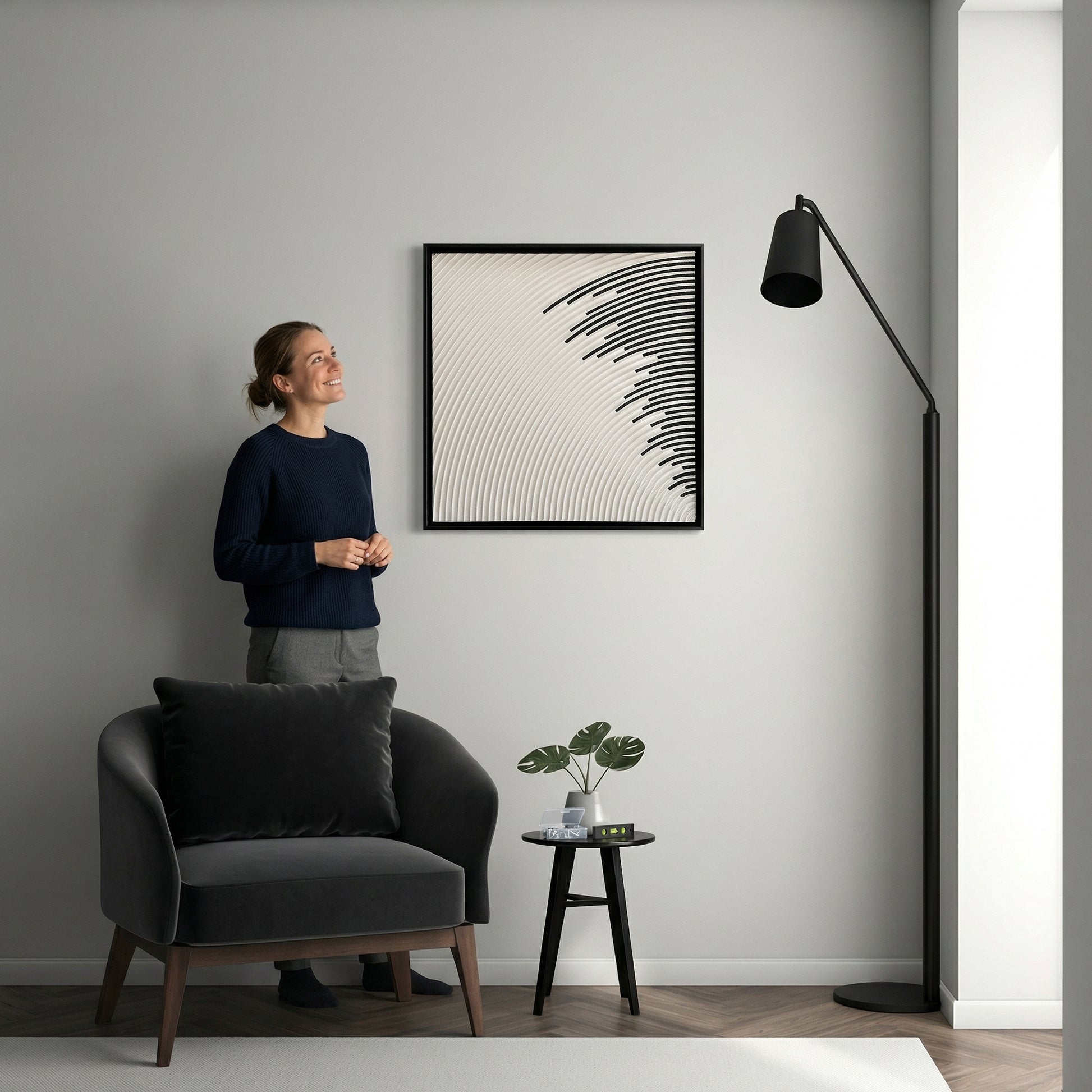 H10012  Abstract Curve Line Texture Wall Art - Hussainor.com