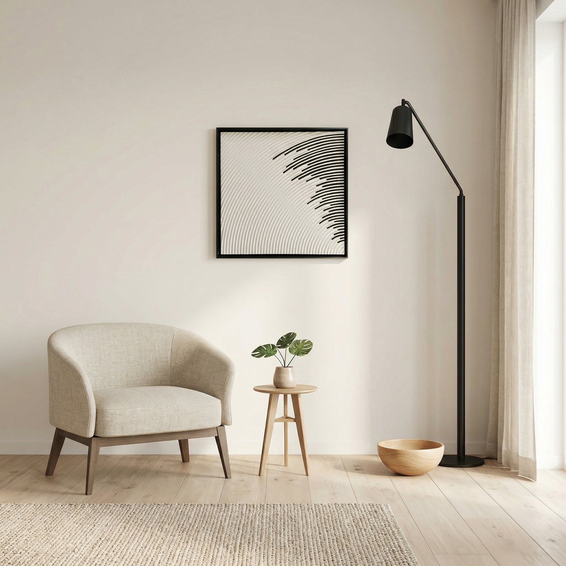 H10012  Abstract Curve Line Texture Wall Art - Hussainor.com